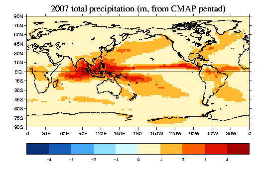 annual 
precipitation total for the global domain