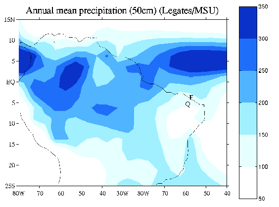 Domain shown is northern South America and the equatorial 
Atlantic