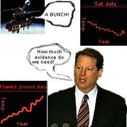 Al Gore asking how much evidence is needed of 
global warming.  The answer is given, 'a bunch.'